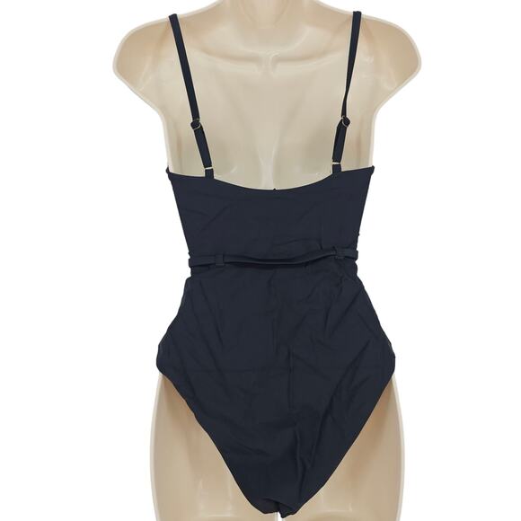 Andie Swim Womans size S The Riviera One Piece Swimsuit Black with Belt NEW - Picture 3 of 8